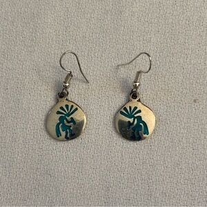 Silver and Turquoise Kokopelli Earrings